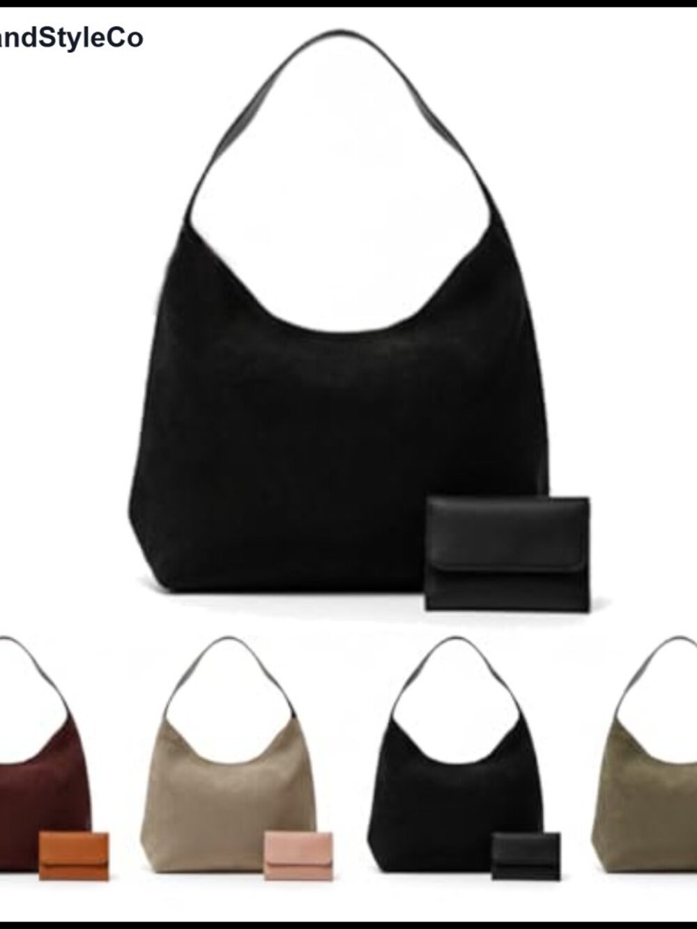 Faux Suede Hobo Tote Bag Large Slouchy Shoulder Handbag with Wallet